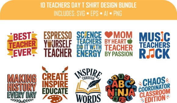 10 Teacher Quote T-Shirt Bundle