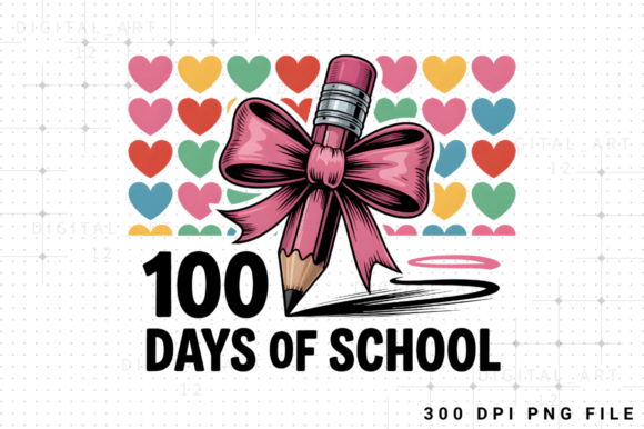 100 Days of School Pencil PNG Design