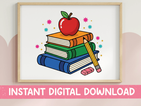 Back to School Apple Books Clipart Graphics