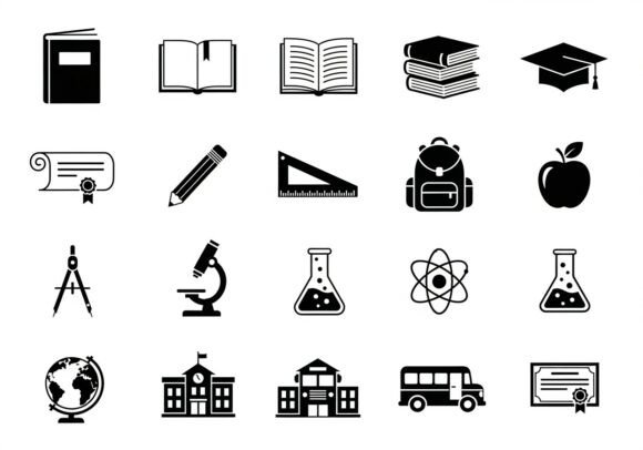 Black White Educational School Supplies Graphics