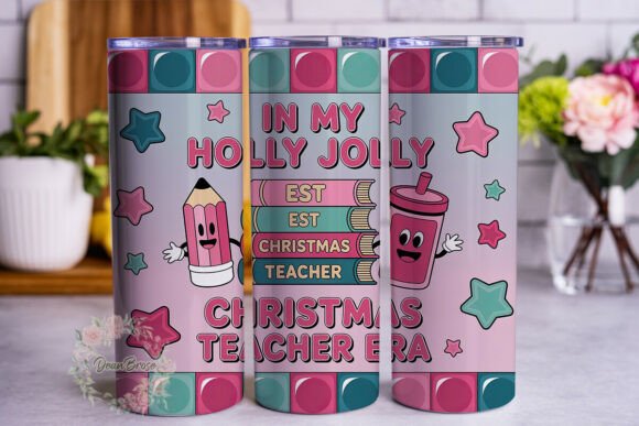 Christmas Teacher Era Tumbler Wrap PNG