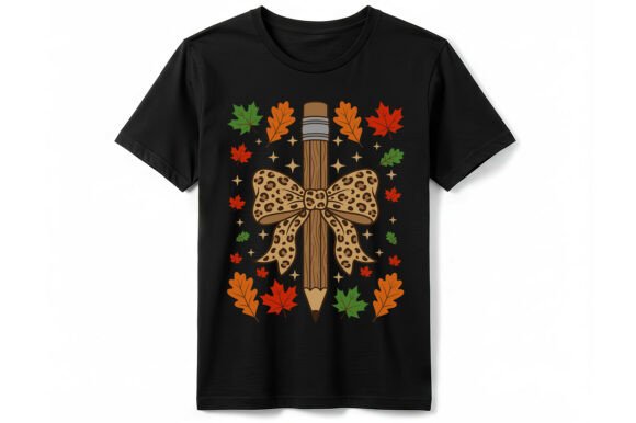 Fall Teacher Pencil Bow T-Shirt Graphics