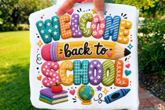 Faux Yarn Welcome Back to School PNG Graphics