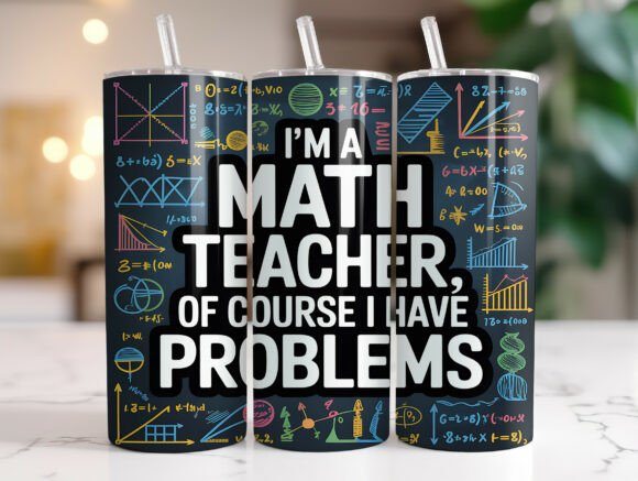 Funny Math Teacher Skinny Tumbler Wrap