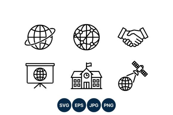 Globe Network Satellite Handshake School Graphics