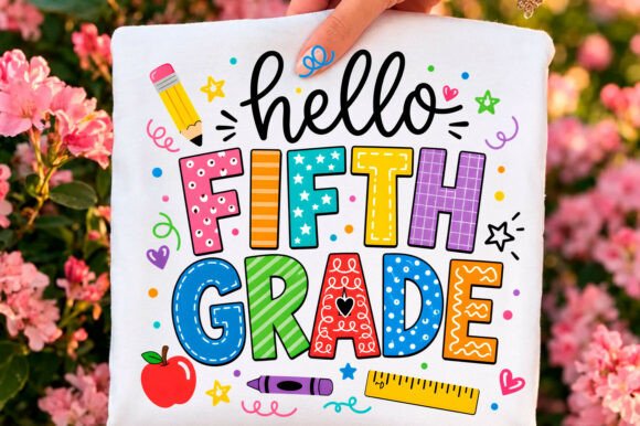 Hello Fifth Grade School Supplies PNG