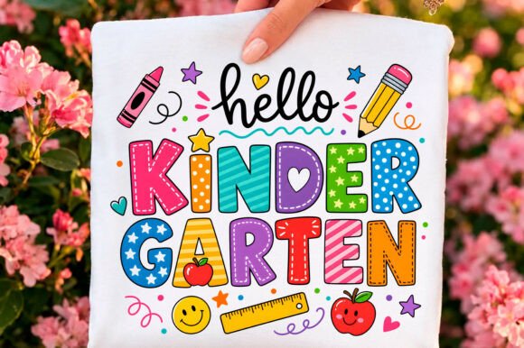 Hello Kindergarten School Supplies PNG