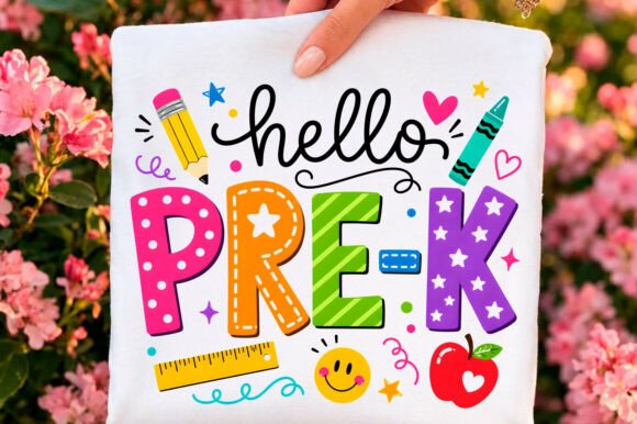 Hello Pre-K School Supplies PNG Graphics
