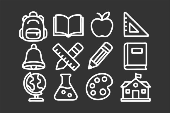 Icons Representing School Supplies Graphics