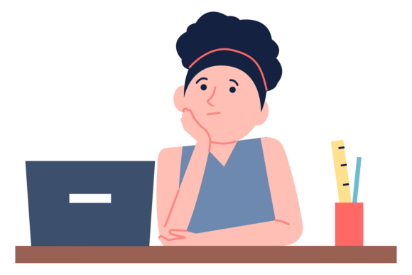 Kid Learning. Cute School Girl Study at Graphics