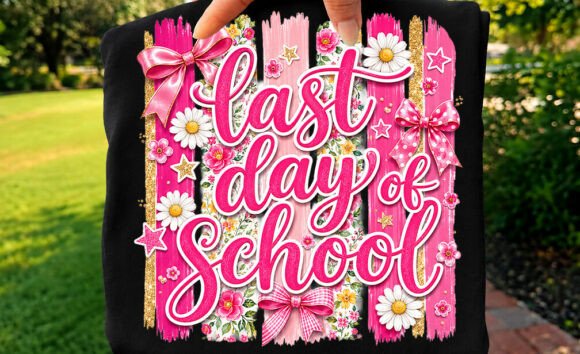 Last Day of School Pink Floral Bow Shirt Graphics