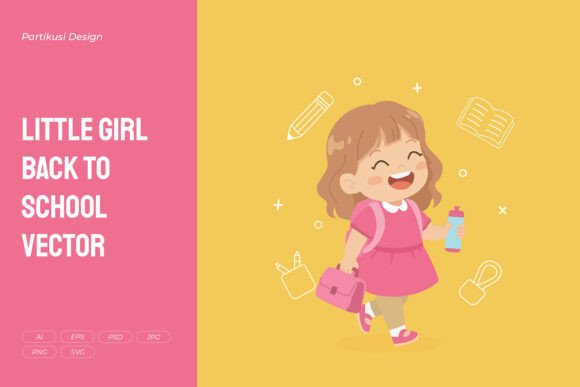 Little Girl Back to School Vector