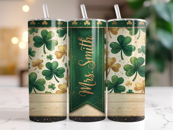 Lucky Clover Teacher 20oz Tumbler Wrap Graphics