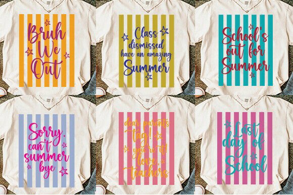 Neon Striped School Summer PNG for T-Shirt Designs