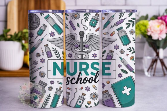 Nurse School Floral Medical 20oz Tumbler Graphics