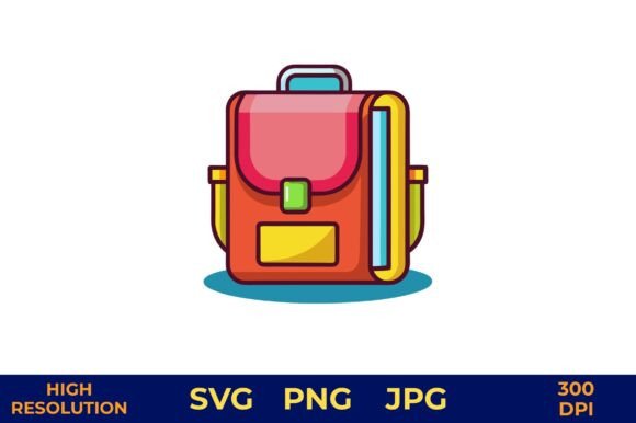 Orange School Bag Vector for Graphics and Illustrations