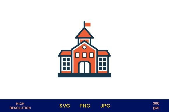 Red School House with Clock Tower