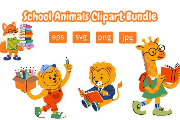 School Animals Clipart Bundle