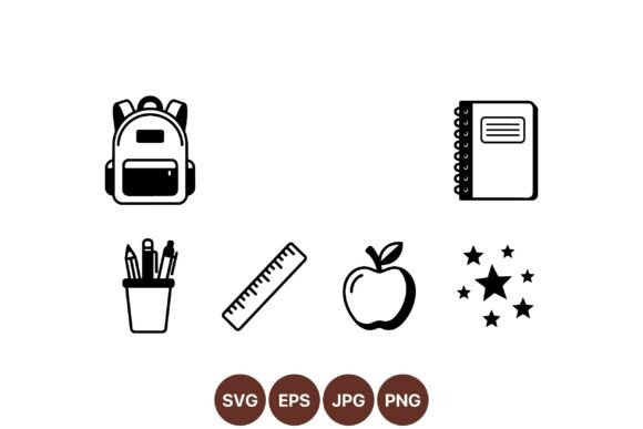 School Essentials Vector Icons: Graphics for Editorial Use