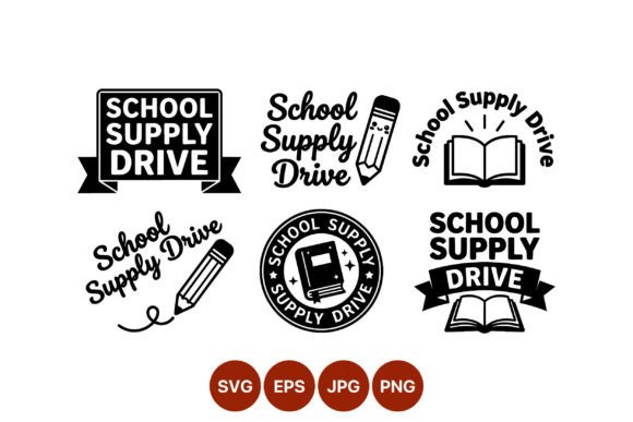 School Supply Drive Vector Icons Graphics