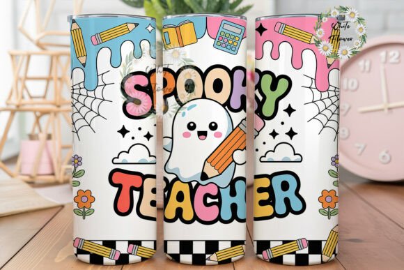 Spooky Teacher Kawaii Ghost 20oz Tumbler Graphics
