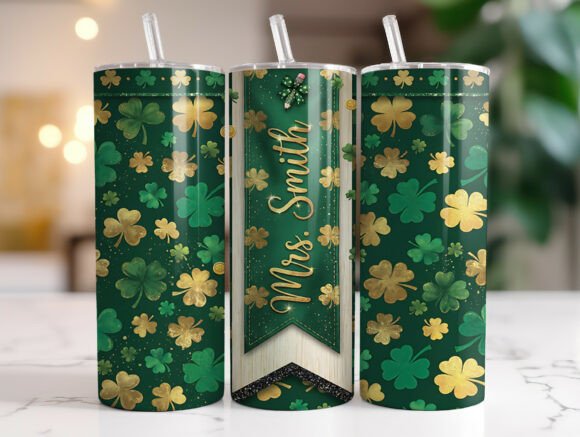 St Patrick's Teacher Shamrock Tumbler Graphics