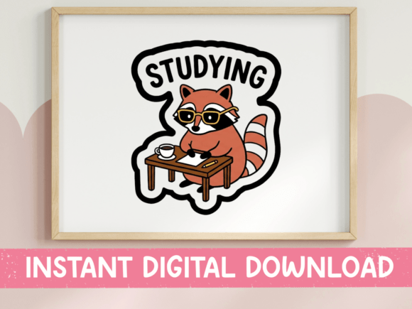 Studying Red Panda Coffee Desk SVG Graphics