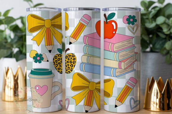 Teacher School Bows 20oz Tumbler Wrap Graphics