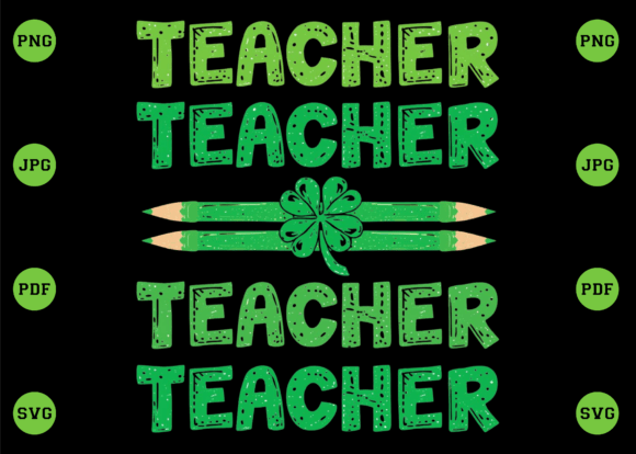 Teacher Shamrock Bow St Patrick's PNG Graphics