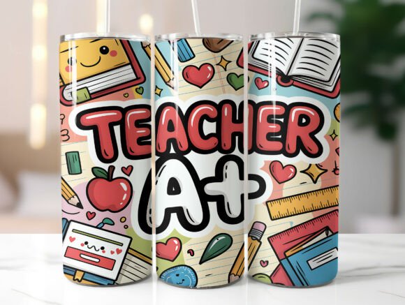 Teacher Valentine 20oz Tumbler Wrap PNG
