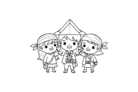 Three Happy School Kids Holding Hands Ve Graphics