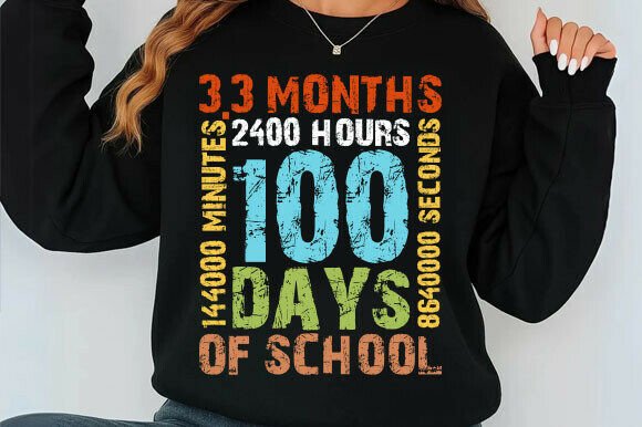 Vintage 100 Days of School Sweatshirt Graphics